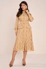 Vestido Chemise Midi Bege Renda e Bolsos Cargo Fascinius -
