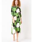 Vestido chemise midi mangas 3/4 tons verde tam 40