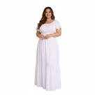 Vestido cigana plus size longo manga curta viscolinho