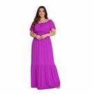 Vestido cigana plus size longo manga curta viscolinho