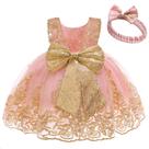 Vestido CMMCHAAH, renda rosa, festa para bebês, 90 cm