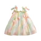 Vestido Colorido Tie Dye Para Meninas De 9 Meses a 4 Anos, Roupas Infantis Com Flores Doces