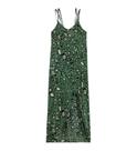 Vestido com alcinha cor verde estampado