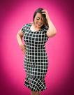 Vestido com babado estampado