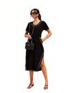 Vestido com Bolso Costura Pesponto Veste do 40 ao 48 Tecido Viscolaycra Premium