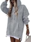 Vestido com capuz CHICME Oversize, longo, outono, inverno, cinza para mulheres