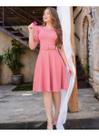 Vestido Com Cinto Plus Size Gode Evangelico Elegante Decote Em V Manga Tule Tecido Premium
