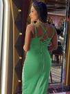 Vestido Com Fenda Na Perna Costas Nuas De Amarraração Cruzada Modelo Tubinho Midi Com Alças