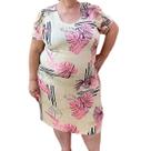Vestido com Manga Estampado Viscolycra Florido Plus Size Vestido com Manga Estampado Viscolycra Florido Plus Size