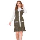 Vestido com mix de tecido em crepe levissimo malha trico fascinius