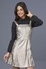 Vestido com recortes em couro metalizado Collie