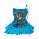 Vestido Com Suspensórios Azul Gótico Y2K Para Meninas, Saia Sexy De Cintura Alta Para O Dia a Dia