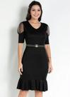 Vestido com Transparência Preto Moda Evangélica TAM G Vestido com Transparência Preto Moda Evangélica TAM G