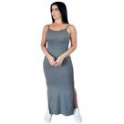 Vestido Costa Nua Longo Festa Com Bojo E Fenda Nas 2 Laterais Cinza Alcinha