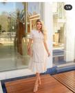 Vestido crepe bege Vestido crepe bege