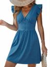 Vestido CUPSHE Slutter Sleeve Summer Mini azul marinho para mulheres