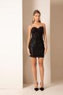 Vestido Curto Alça Fina Paetê Preto