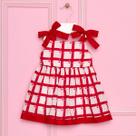 Vestido Curto Bebê Vermelho Estampado Quadrados Mon Sucré