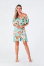 Vestido Curto Ciganinha com Babado Estampa Floral Michele