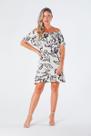 Vestido Curto Ciganinha com Babado Estampa Floral Michele