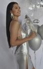 Vestido Curto De Manta De Metal Brilhante - Prata