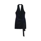 Vestido Curto De Veludo Com Franjas E Decote Em V Para Mulheres, Moda Outono Inverno, Vestido Chic