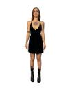 Vestido curto decotado busto decote costas em x com pedraria aplicada veludo molhado tamanho m