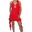 Vestido Curto Decote Moda Feminina Tiras e Flor