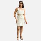 Vestido Curto Decote Reto Em Algodão Com Linho Dzarm