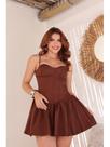 Vestido Curto em Alfaiataria Rodado Estilo Corpete