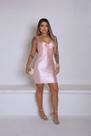 Vestido Curto em Cetim Corpet