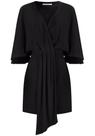 Vestido Curto em Crepe com Recorte Pregas