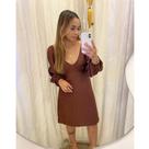 Vestido Curto em Viscolinho Liso com Decote V Moana - Verde