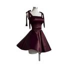 Vestido Curto Estilo Ballet Em Cor Sólida Para Mulheres, Cintura Ajustada, Vestido De Verão Em Corte