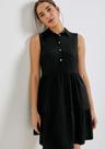 Vestido Curto Evasê Com Linho