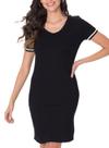 Vestido Curto Malwee 1000126672 Feminino Canelado Viscose T. P/GG