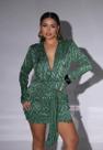Vestido Curto Manga Longa Laço Amarração Cintura