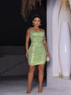 Vestido Curto Metálico Brilho Drapeado Laterais e Bumbum