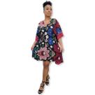 Vestido curto Plus Size Kaftan Indiana Estilo Seda Estampada