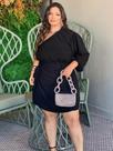 Vestido Curto Plus Size Mula Manca Transpassado Ajustável Manga Comprida