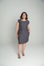 Vestido Curto Risca de Giz Com Bolso de Ziper - Cinza