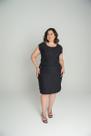 Vestido Curto Risca de Giz Com Bolso de Ziper - Preto