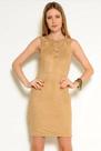 Vestido Curto Suede Alças Vazado Cordões F081