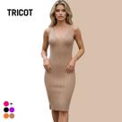 Vestido Curto Tricot Alça Fenda Elastano