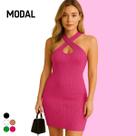Vestido Curto Tricot Modal Decote Cruzado