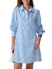 Vestido D-Sun Floral Mini feminino de manga comprida de algodão azul claro Vestido D-Sun Floral Mini feminino de manga comprida de algodão azul claro