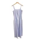 Vestido de Algodão Longo com Alça e Listras Verticais Blessy - Azul Tam. M Vestido de Algodão Longo com Alça e Listras Verticais Blessy - Azul Tam. M