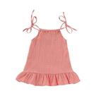 Vestido De Algodão Para Meninas Pequenas, Verão, Ajustável, Cor Sólida, Respirável, Moda Praia, 1-5