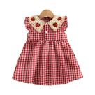 Vestido De Algodão Xadrez Vermelho Para Bebê Menina Com Gola De Morango, Vestido De Verão Para Praia Vestido De Algodão Xadrez Vermelho Para Bebê Menina Com Gola De Morango, Vestido De Verão Para Praia