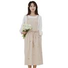 Vestido de avental, estilo coreano, bordado, algodão, linho, cintura Vestido de avental, estilo coreano, bordado, algodão, linho, cintura